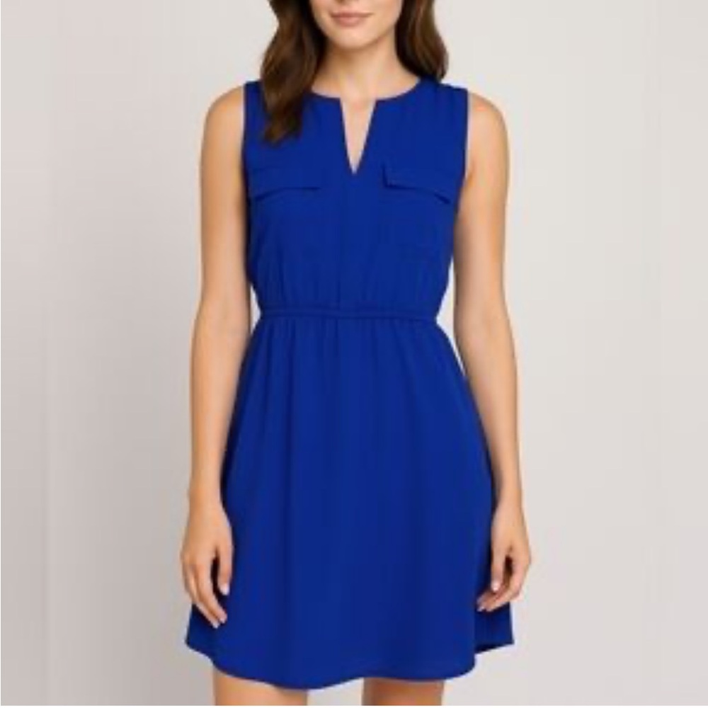 Monteau Blue Sleeveless V-Neck A-Line Dress Size Small